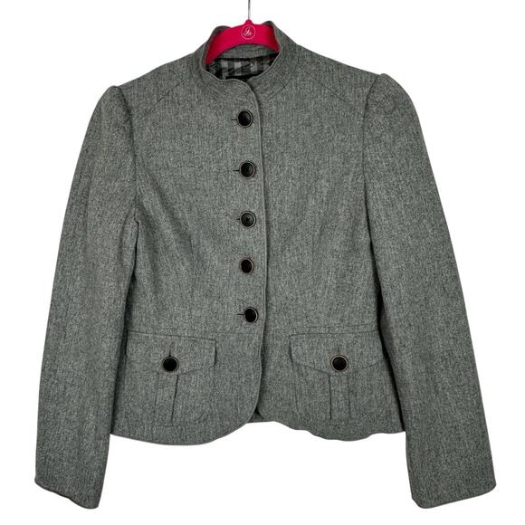 Banana Republic Jacket Women Size 2 Gray Wool Blend Short Preppy Vintage Y2K - Picture 1 of 10